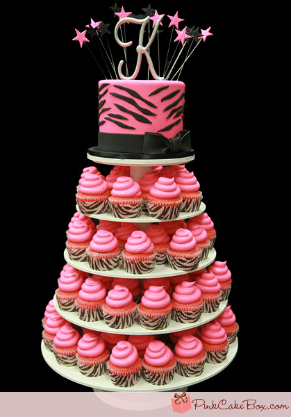 Zebra Print Cupcake Cake