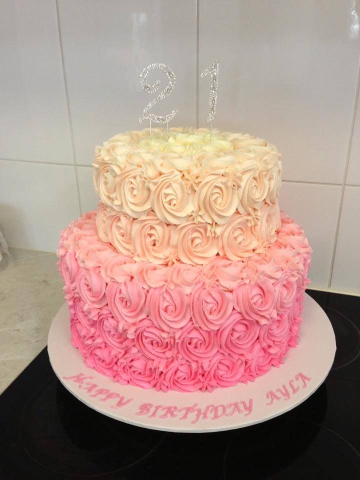 2 Tier Birthday Cake with Buttercream Roses