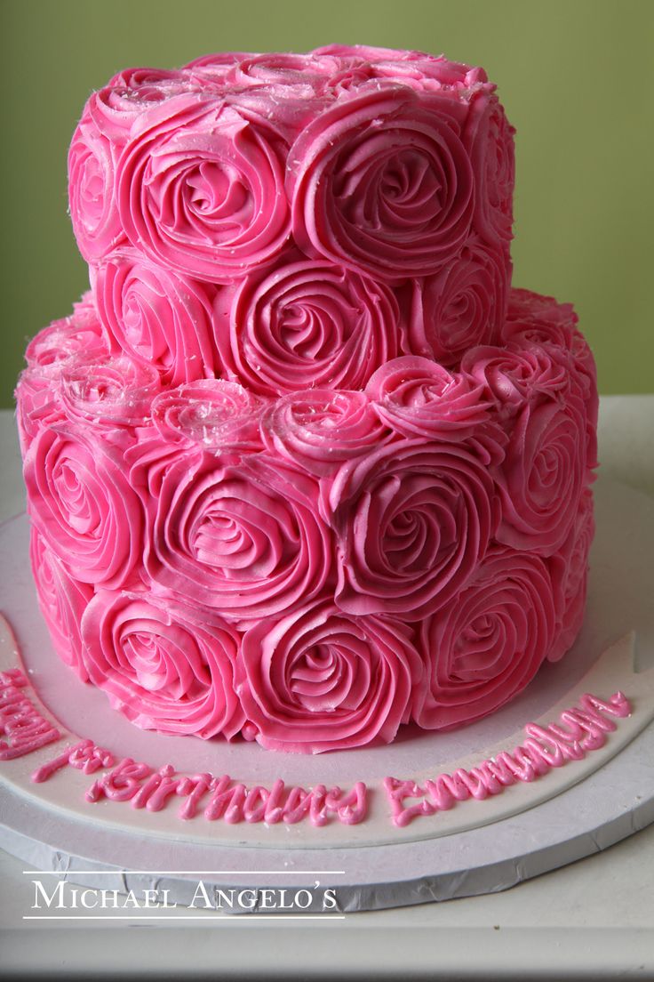 2 Tier Buttercream Pink Birthday Cake 2 Tier Buttercream Pink Birthday Cake