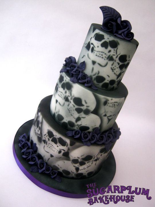 Air Brushed Skull Wedding Cake