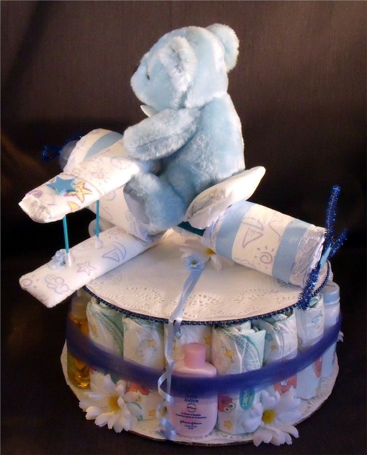 Airplane Baby Shower Diaper Cake Centerpiece