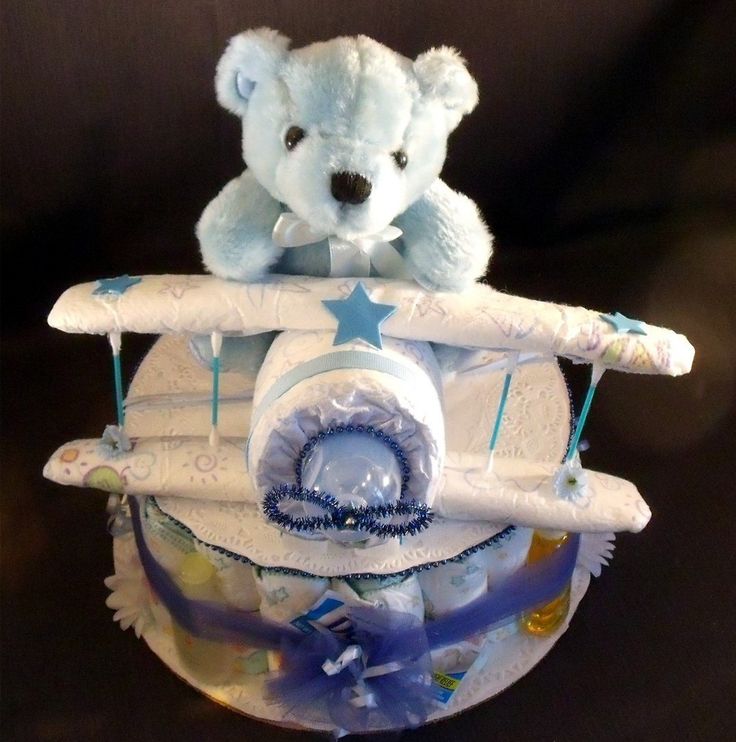 Airplane Baby Shower Diaper Cake Centerpiece