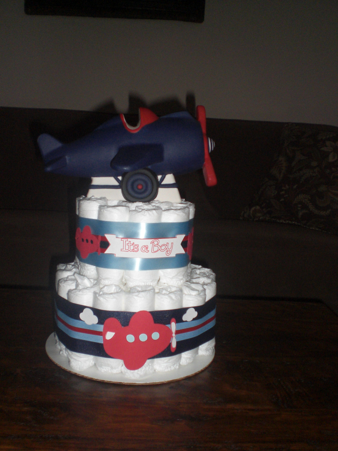 Airplane Baby Shower Diaper Cake Centerpiece