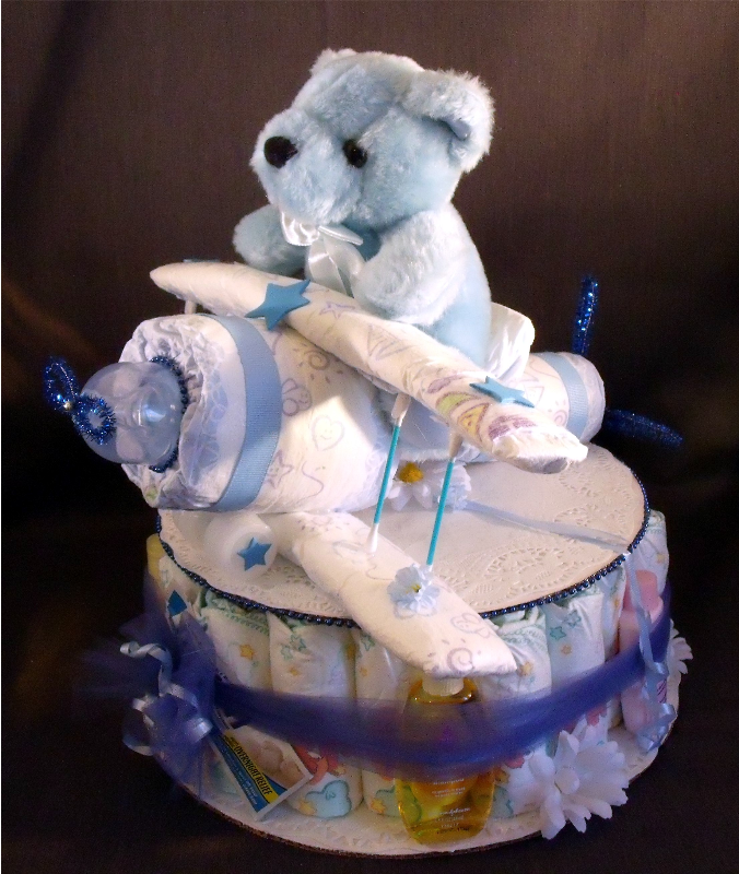 Airplane Baby Shower Diaper Cake Centerpiece Airplane Baby Shower Diaper Cake Centerpiece