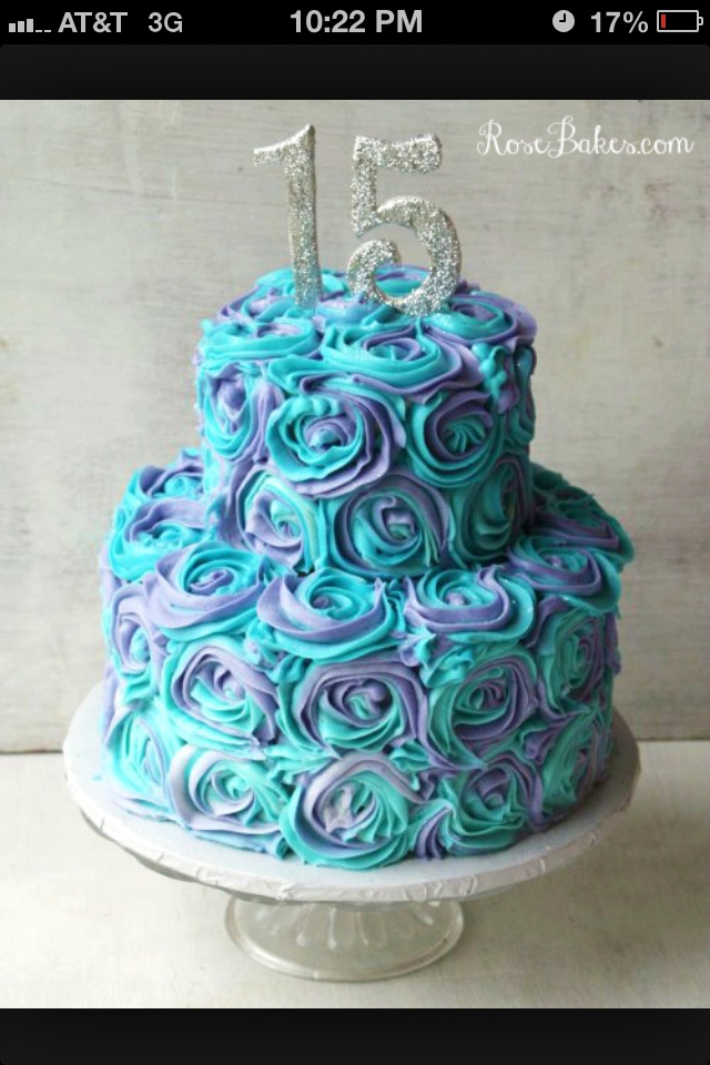 Aqua and Purple Birthday Cakes