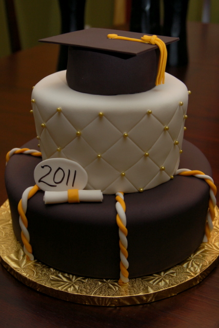 Black and Gold Graduation Cake