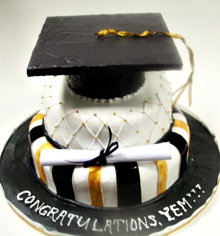 Black and Gold Graduation Cake