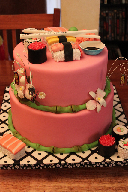 Black and Pink Bridal Shower Cake