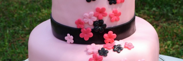 Black and Pink Bridal Shower Cake