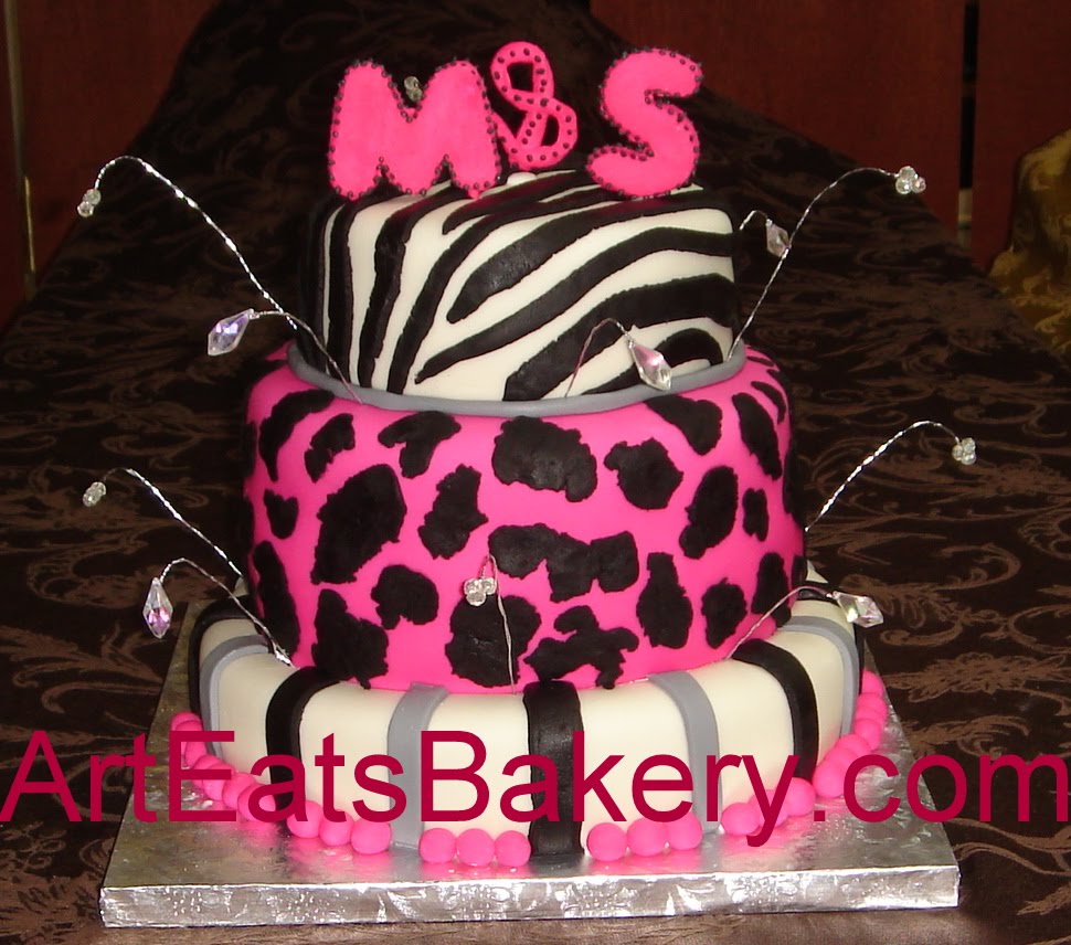 Black and Pink Fondant Birthday Cake