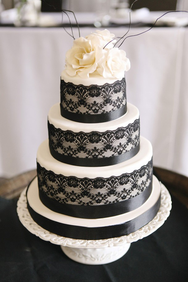 Black Lace Wedding Cake