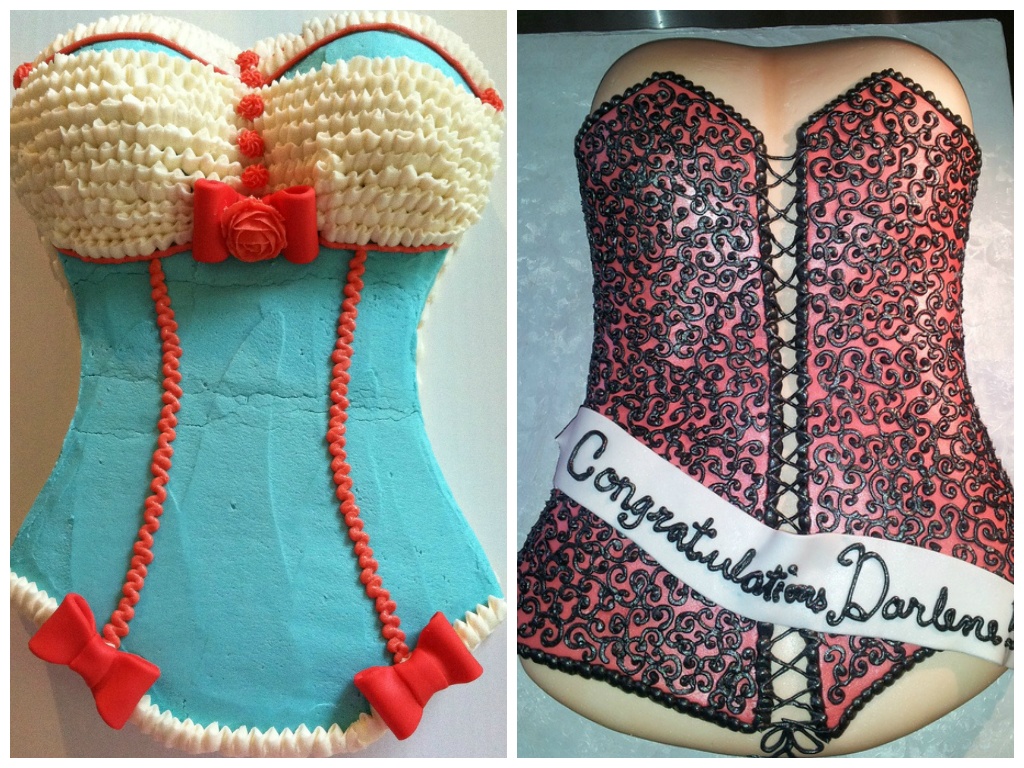 Blue Black Corset Bridal Shower Cake