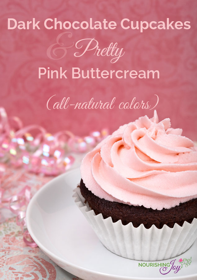 Dark Chocolate Cupcakes with Pink Frosting