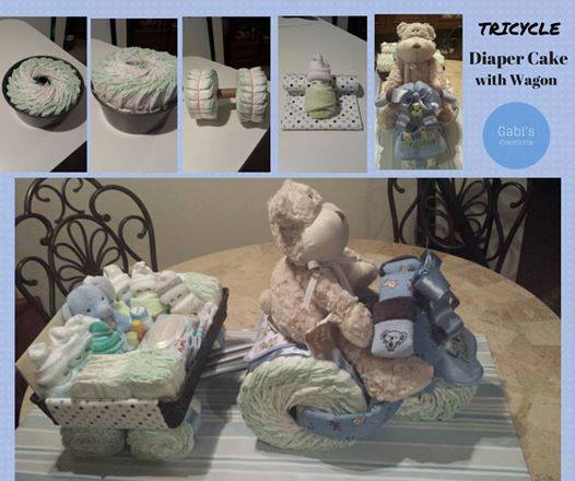 Diaper Cake Tricycle with Wagon