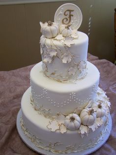 Fall White Pumpkin Wedding Cake