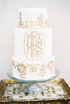 Flaked Gold Wedding Cake Flaked Gold Wedding Cake