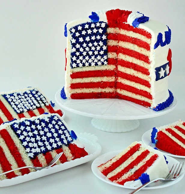 Fourth of July Flag Cake