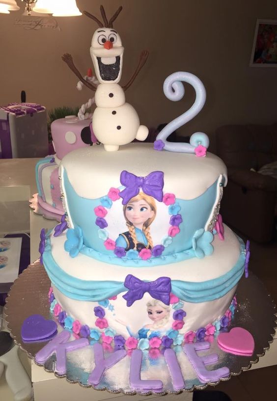 Frozen Pink and Purple Birthday Cakes