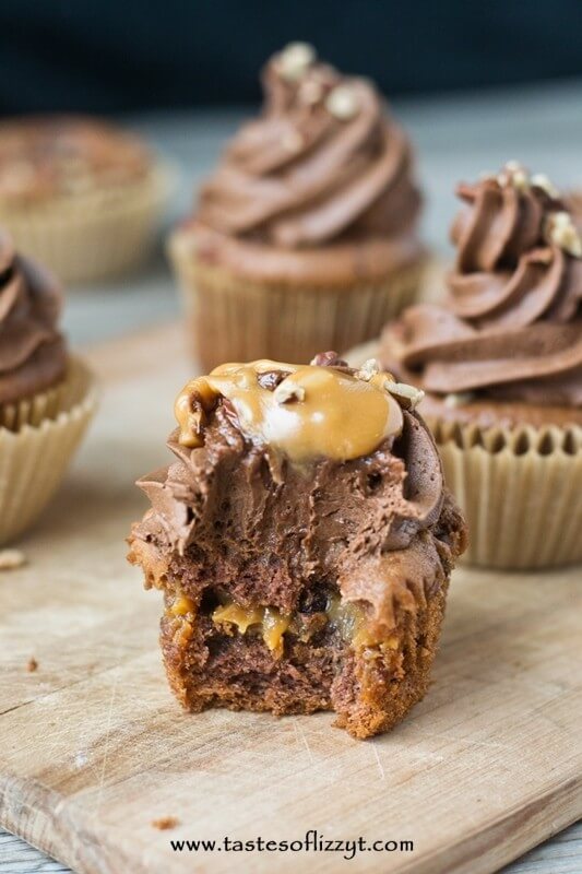 German Chocolate Turtle Cupcakes