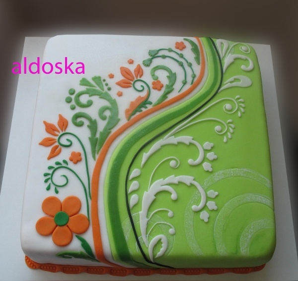 Green White Orange Cake