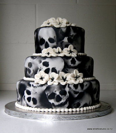 Halloween Skull Wedding Cake