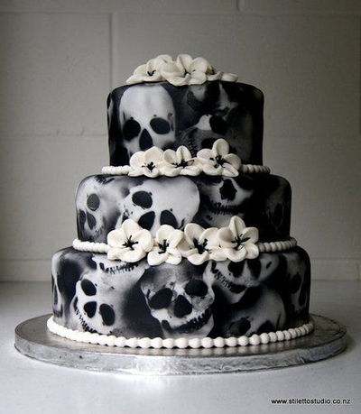 Halloween Skull Wedding Cake Halloween Skull Wedding Cake
