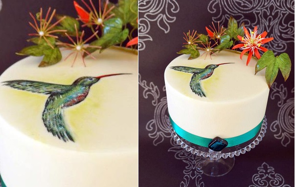 Hand Painted Cakes with Hummingbird