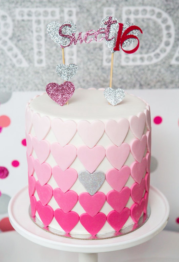 Hearts Cake Sweet 16