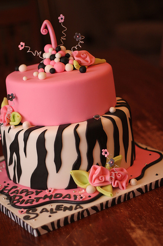 Hot Pink and Zebra Print Cake