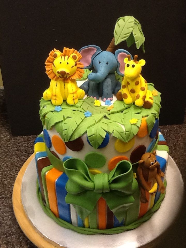Jungle Safari Theme Baby Shower Cake