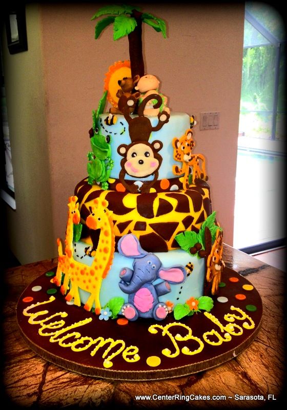 Jungle Theme Baby Shower Cake Boy