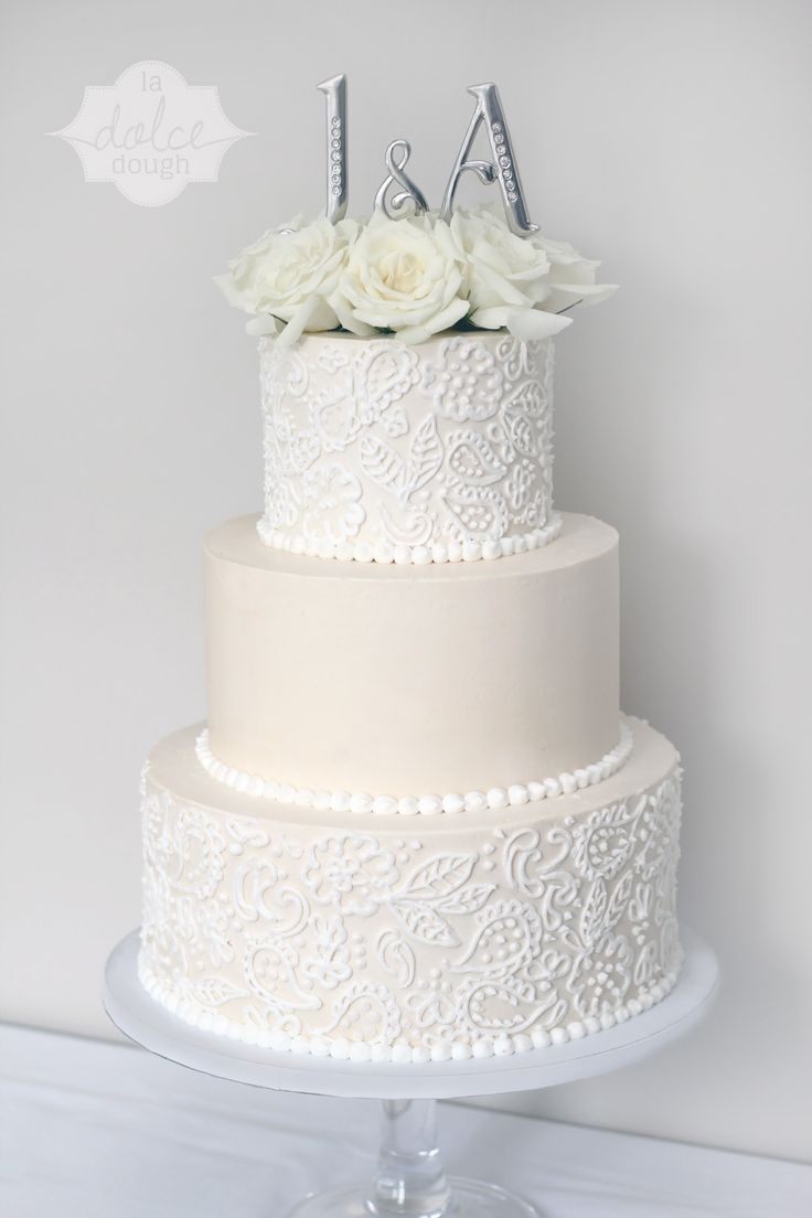 Lace Buttercream Wedding Cake