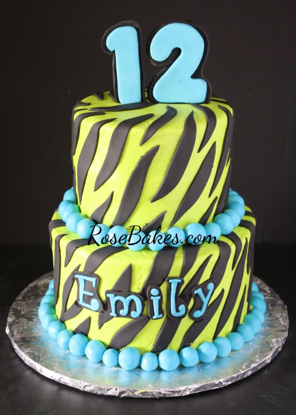 Lime Green and Black Zebra Cake