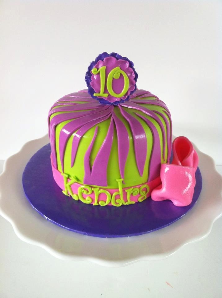 Lime Green and Purple Birthday Cake