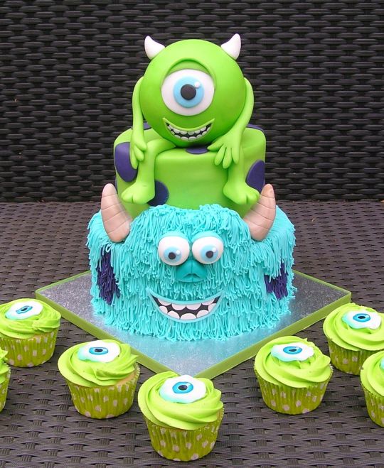 Monsters Inc Cake and Cupcakes