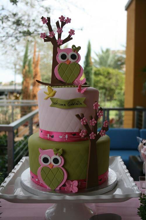 Owl Baby Shower Cake