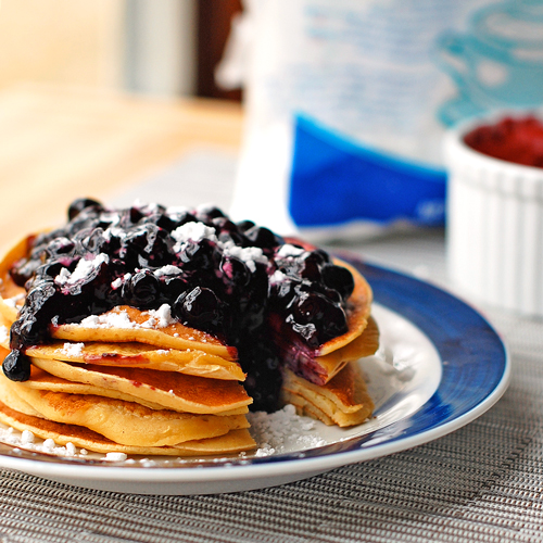 Pancakes with Blueberry Sauce