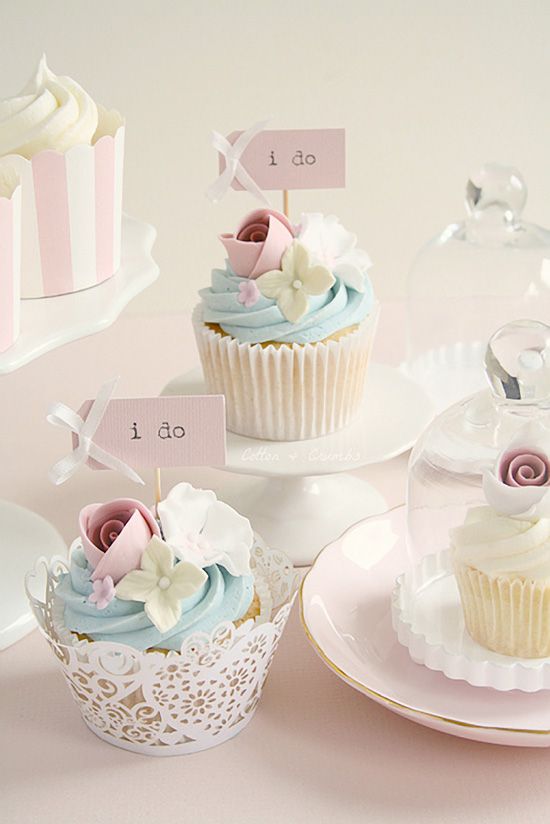 Pastel Wedding Cupcakes I Do