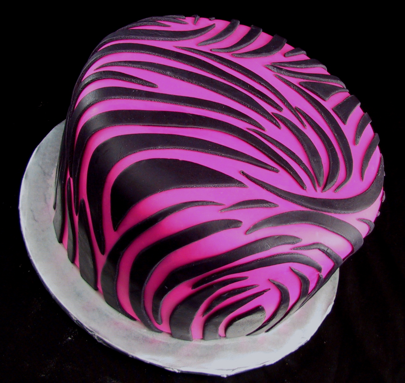 Pink and Black Zebra Baby Shower Cake
