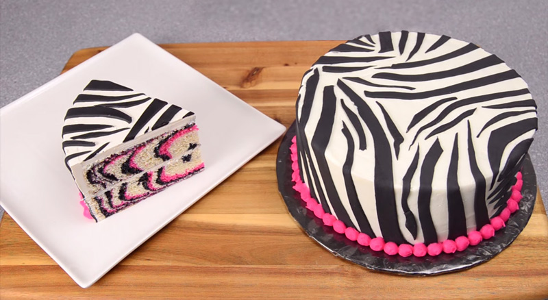 Pink and Black Zebra Cake