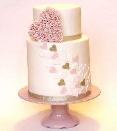 Pink and Gold Heart Wedding Cake Pink and Gold Heart Wedding Cake
