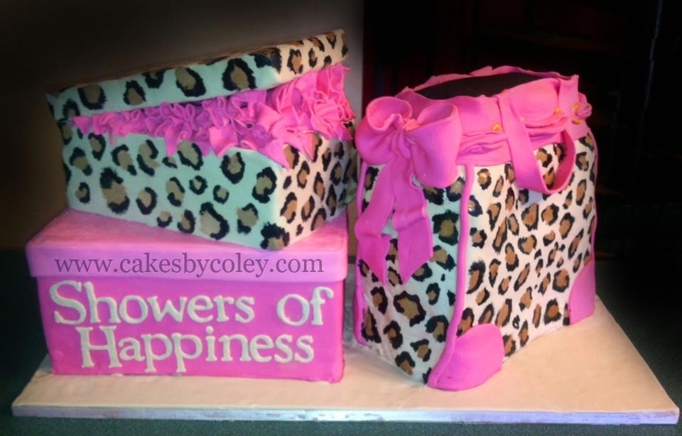 Pink and Leopard Bridal Shower Cake