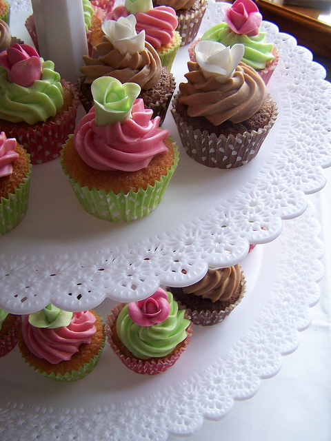 Pink and Lime Green Wedding Cupcakes