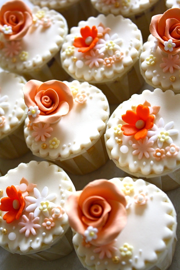 Pink and Orange Wedding Cupcakes