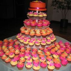 Pink and Orange Wedding Cupcakes