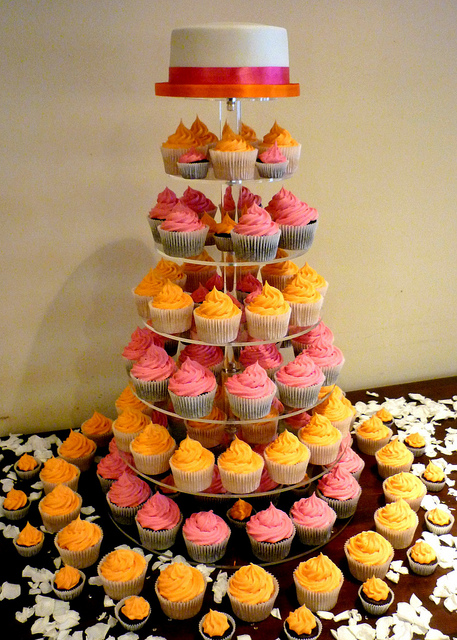 Pink and Orange Wedding Cupcakes