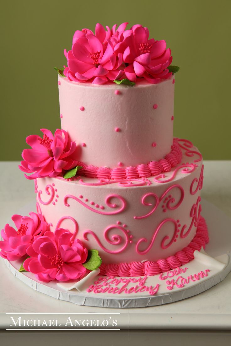 Pink Buttercream Tier Birthday Cakes