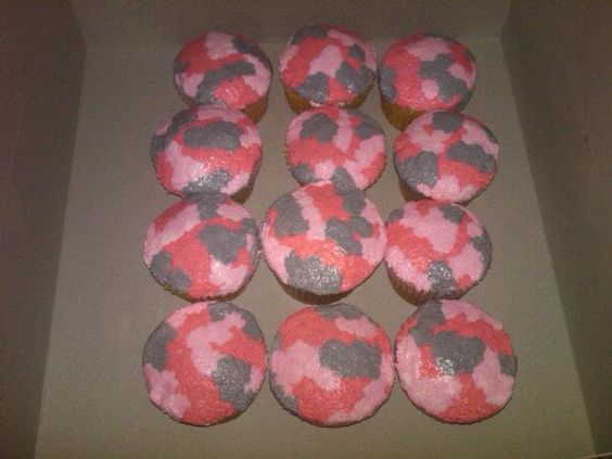 Pink Camo Baby Shower Cupcake