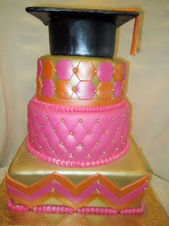 Pink Chevron Graduation Cake