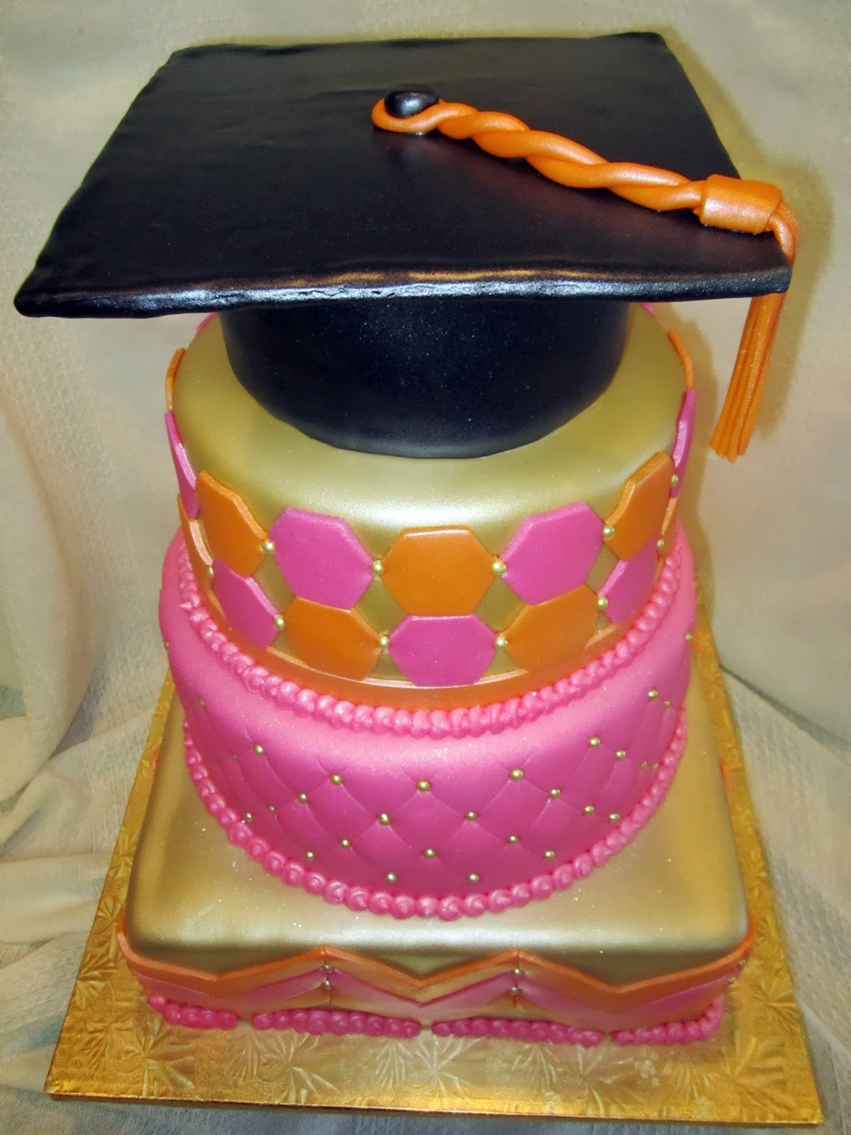 Pink Chevron Graduation Cake
